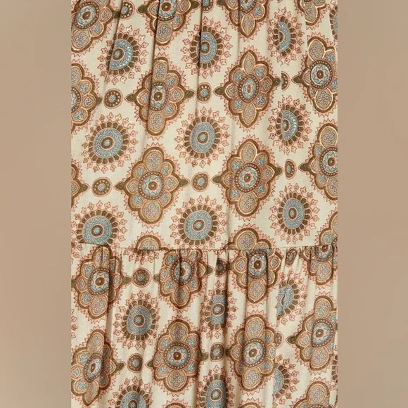 Raga NWT Kasi Long Sleeve Ruffle Maxi Dress Size S Mandala Lace Smocked Boho - Picture 6 of 6